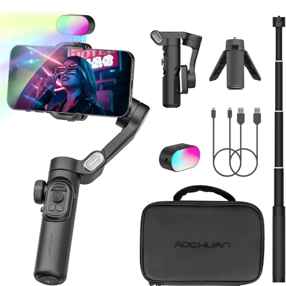 Smartphone Gimbal Stabilizer for iPhone 15 Pro Max Android Phone with Extension